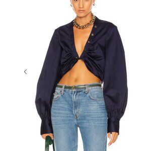 Auteur Silk Harri Deep V Top in Navy Blue, Size XS